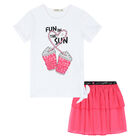 Girls White & Pink Skirt Set, 1, hi-res